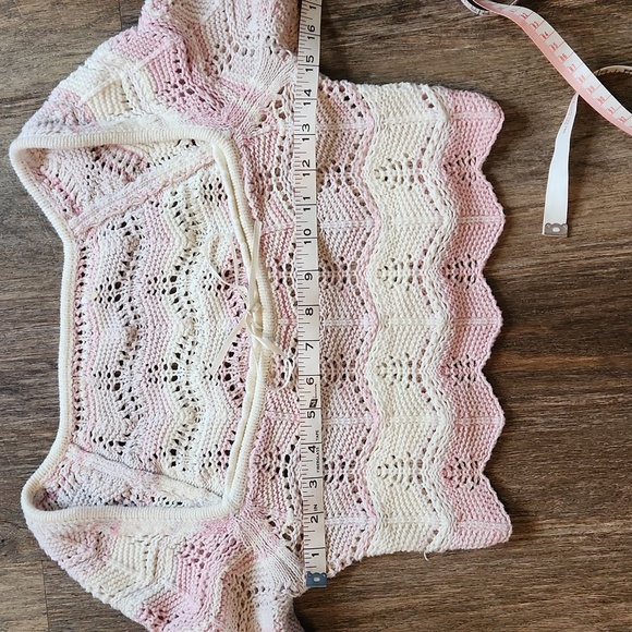 Urban Outfitters Blaire Pink and Cream Knit Cropped Sweater Top Size S - Picture 8 of 8